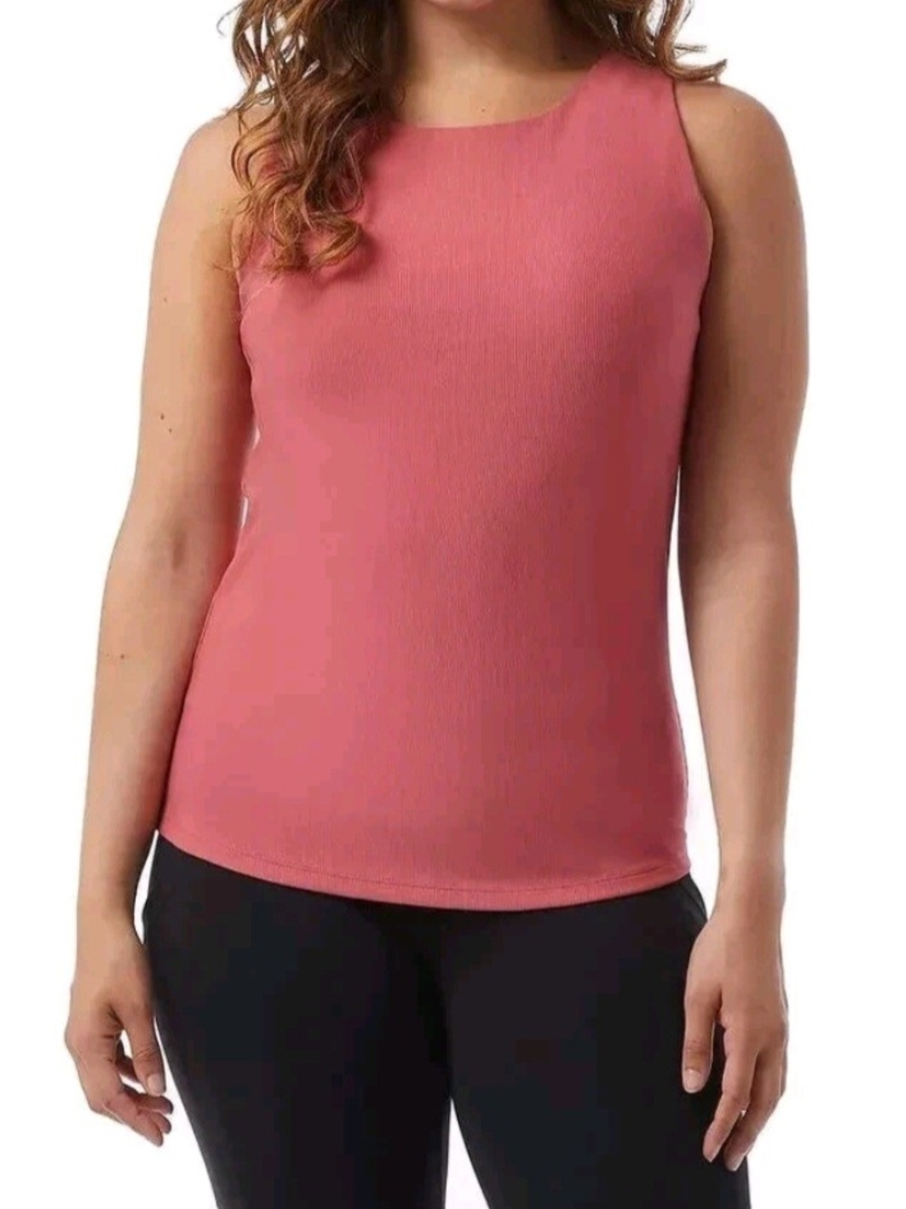 32 Degrees Cool Ribbed Built-In Shelf Bra Active Tank Top – Coral Rose